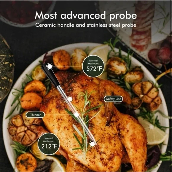 Smart Wireless Meat Thermometer with Thinnest Probe, Bluetooth Food Thermometer